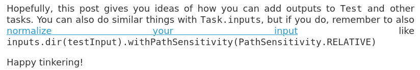 The last paragraph of the blog linked in the post I'm replying to, where a link on the phrase "normalize your input" is spaced to be as wide as the whole line with a ton of whitespace between each of those words.