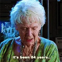A meme clip from the movie Titanic, with Rose saying "It's been 84 years..."